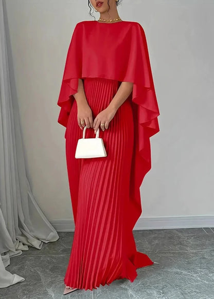 Elegant Flowy Cape Maxi Dress for Women