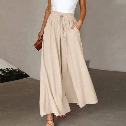 Women's Smocked High Waist Wide Leg Pants