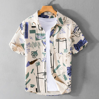 Artistic Print Casual Cotton Shirt