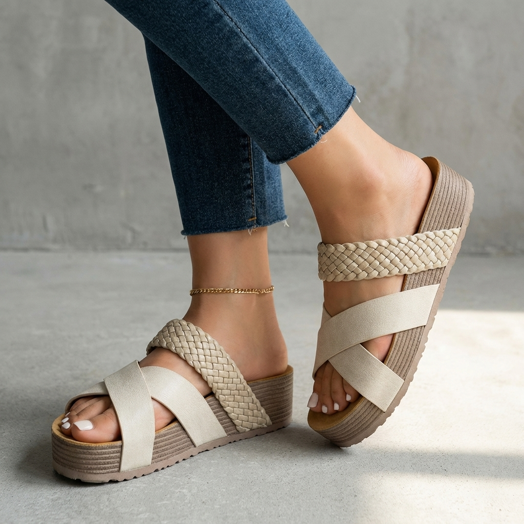 Women's Braided Platform Sandals Wedge Heel - VibreMode