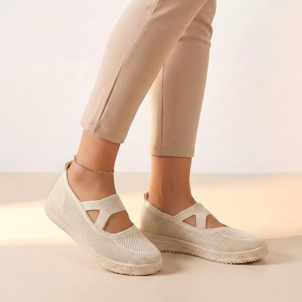 Women's Slip-On Sneakers Breathable Knit Cushioned White - VibreMode