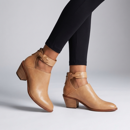 Women's Fitted Ankle Boots Block Heel Braided Strap