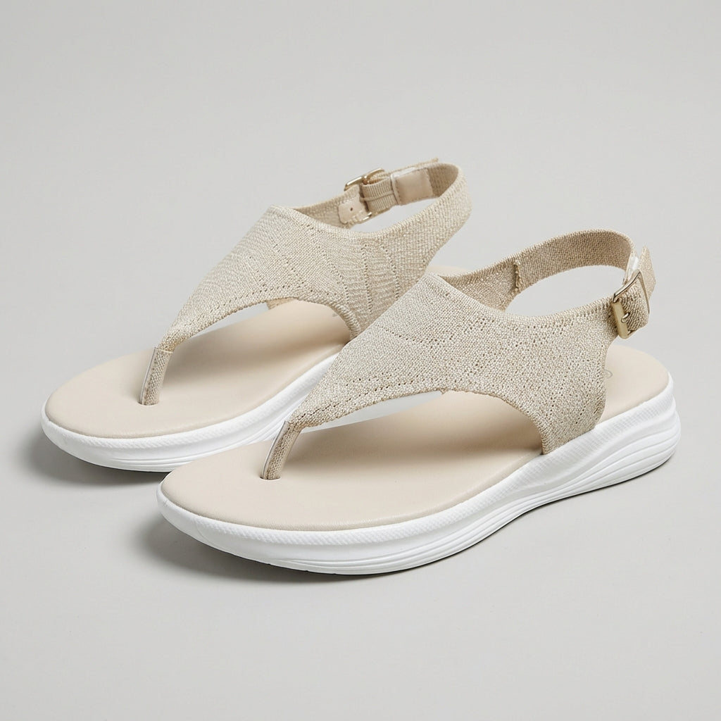 Women's Knit Platform Sandals Adjustable Buckle Closure