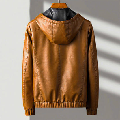 Premium Leather Hoodie Coat