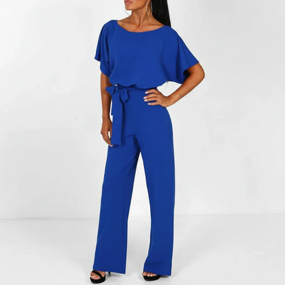 Women's Wide Leg Jumpsuit Belted