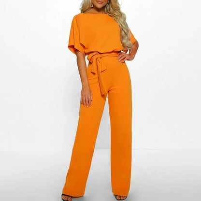 Women's Wide Leg Jumpsuit Belted