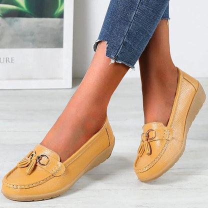 Women's Wedge Loafers Leather Brown