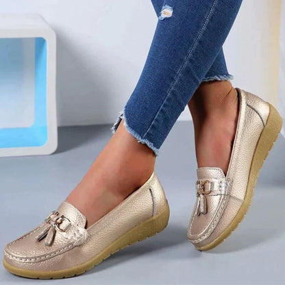 Women's Wedge Loafers Leather Brown