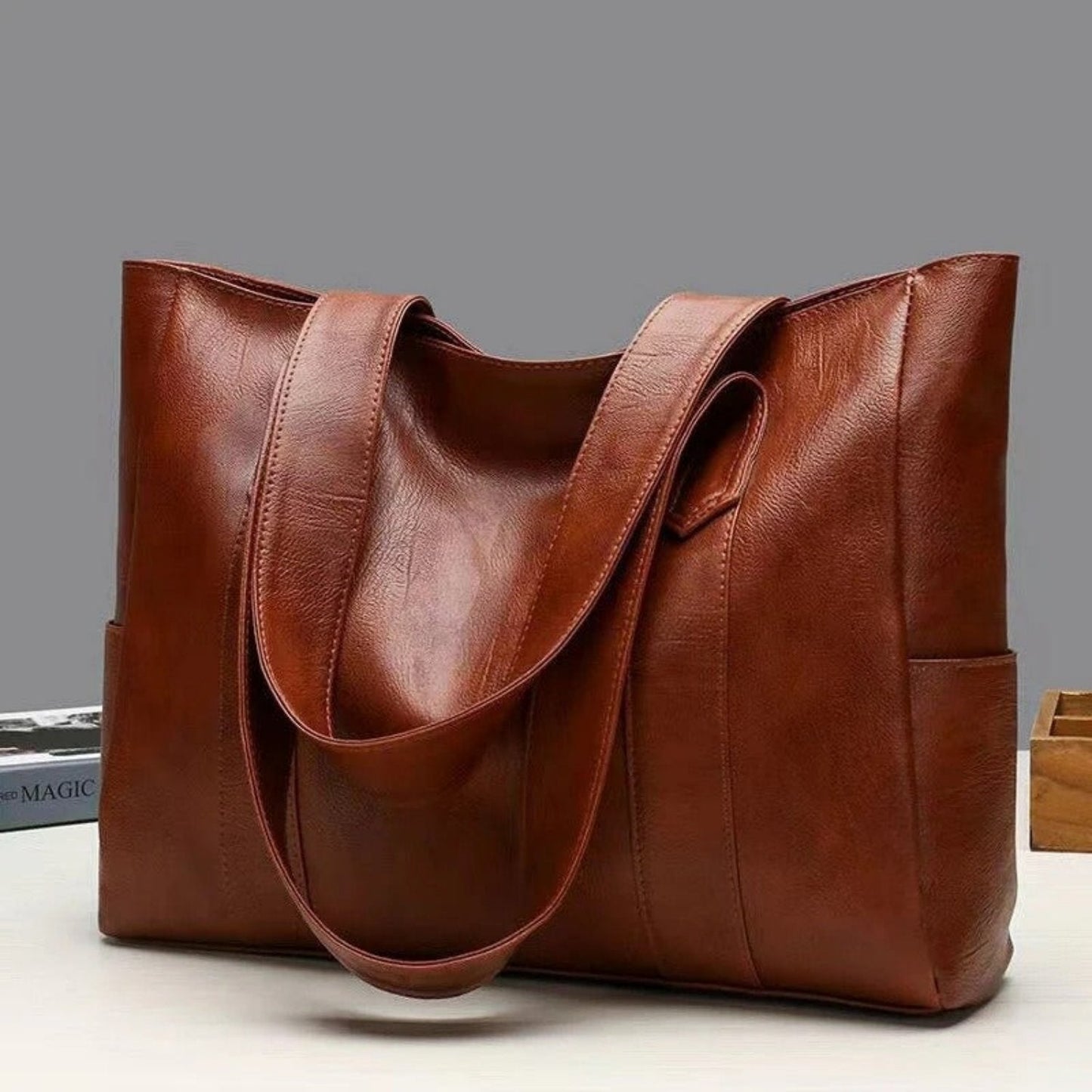 Vintage Leather Shoulder Bag Classic Brown