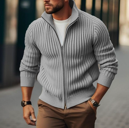 Men's Textured Zipper Sweater Jacket