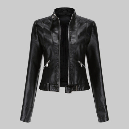 Women's Leather Jacket Elegant Outerwear - VibreMode