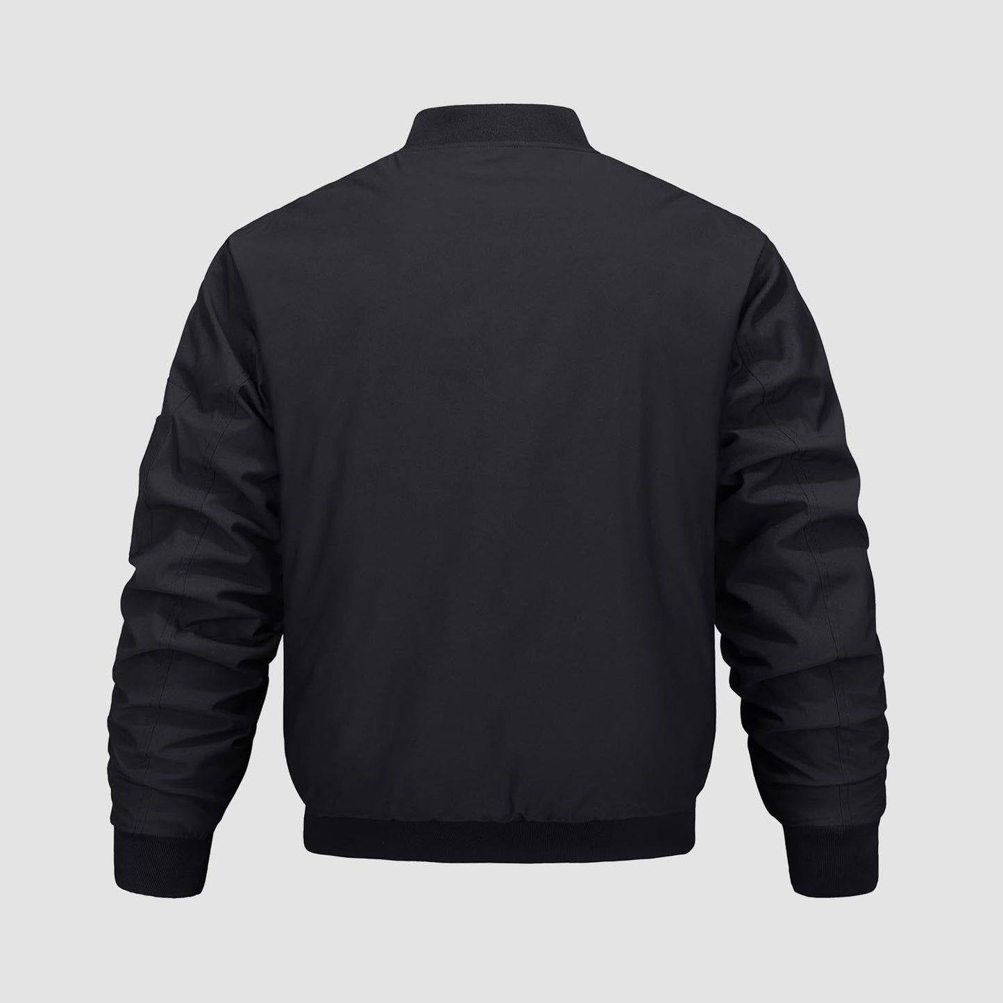 Men's Quilted Bomber Jacket Windproof Nylon Black