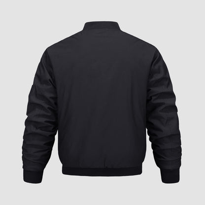 Men's Quilted Bomber Jacket Windproof Nylon Black