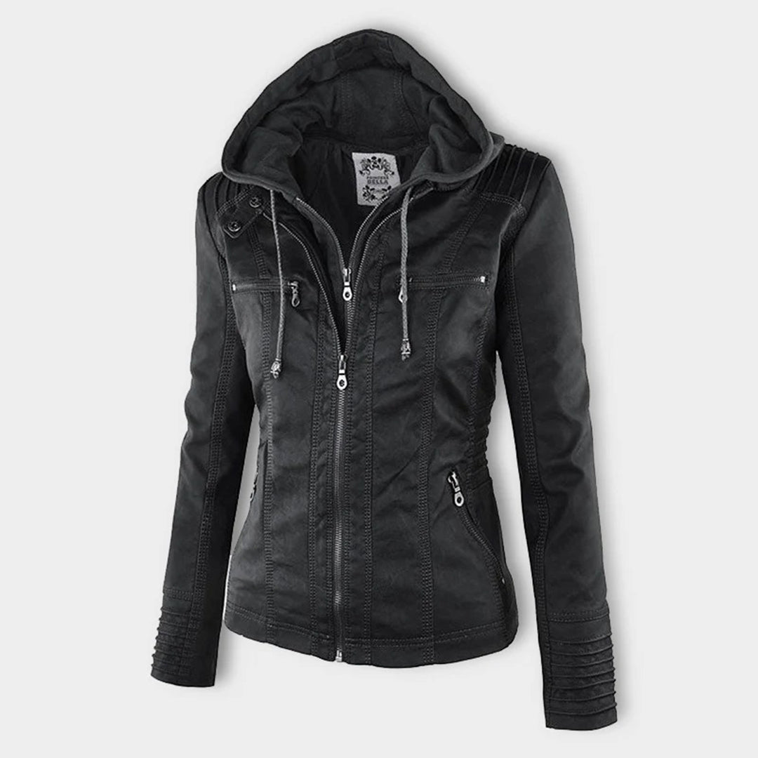 Ladies Biker-Style Hoodie Jacket