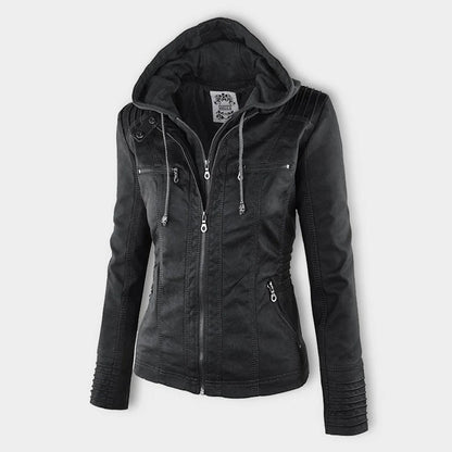 Ladies Biker-Style Hoodie Jacket
