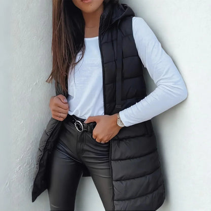 Warm Women's Down Hooded Waistcoat