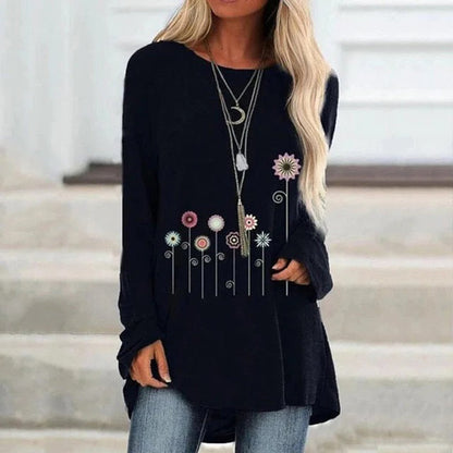 Women's Floral Embroidery Sweatshirt Soft Texture