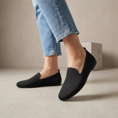 Women's Knit Slip-On Flats Lightweight Breathable Beige