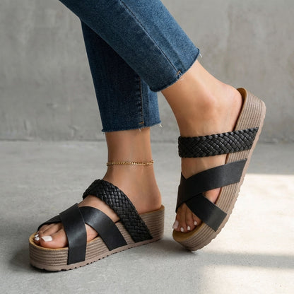 Women's Braided Platform Sandals Wedge Heel