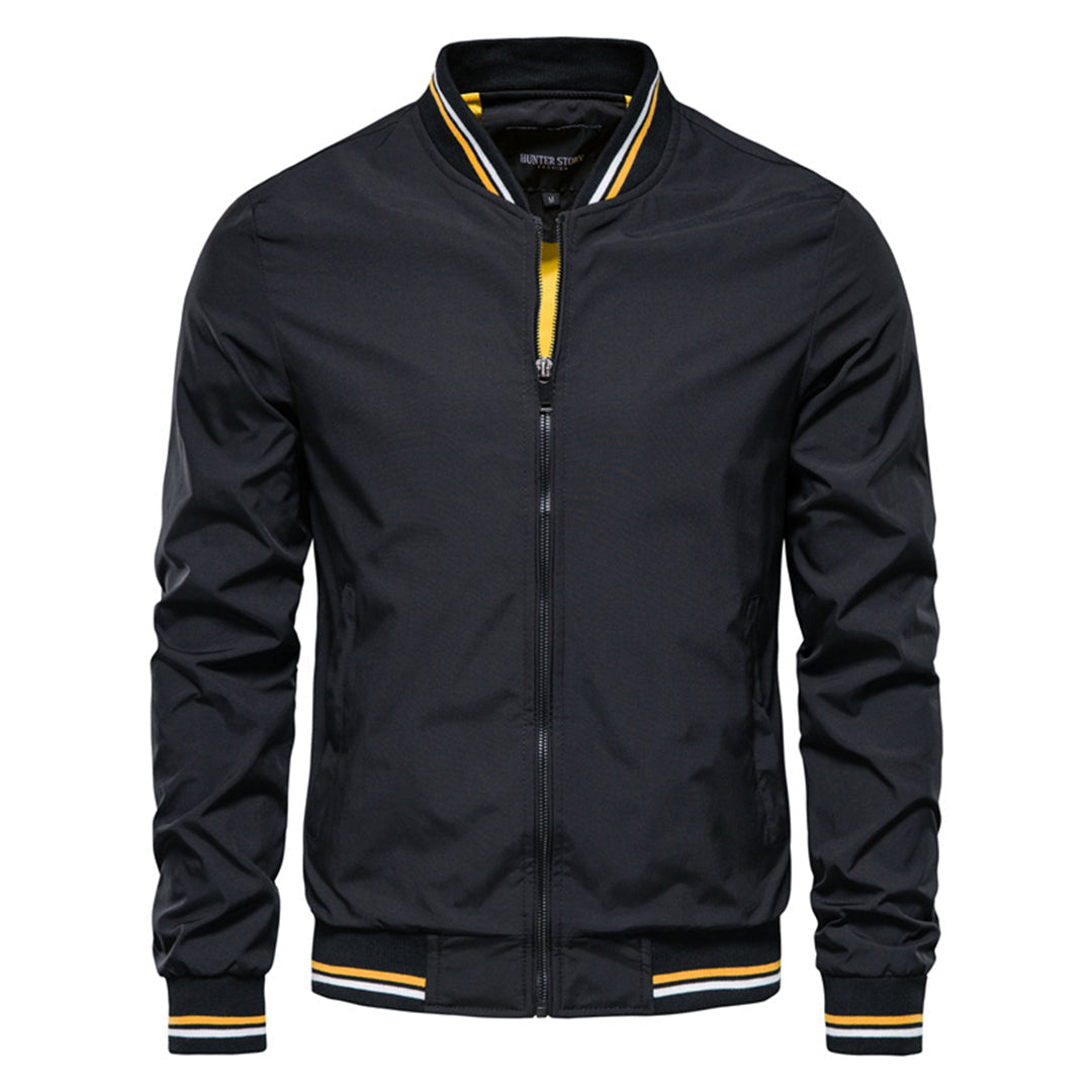 Men's Bomber Jacket Zip-Up Ribbed Collar