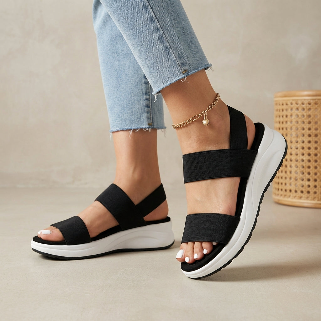 Women's Orthopedic Platform Sandals Elastic Strap Comfortable - VibreMode