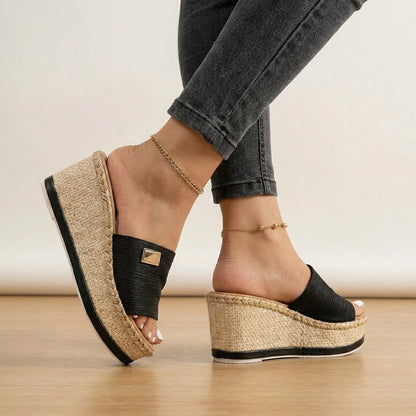 Women's Espadrille Wedge Sandals Textured Strap - VibreMode