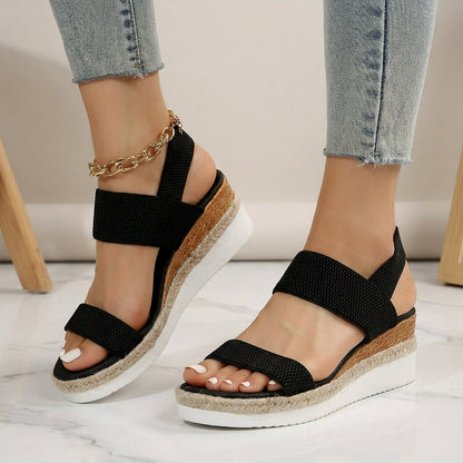 Women's Orthopedic Espadrille Sandals Elastic Straps - VibreMode