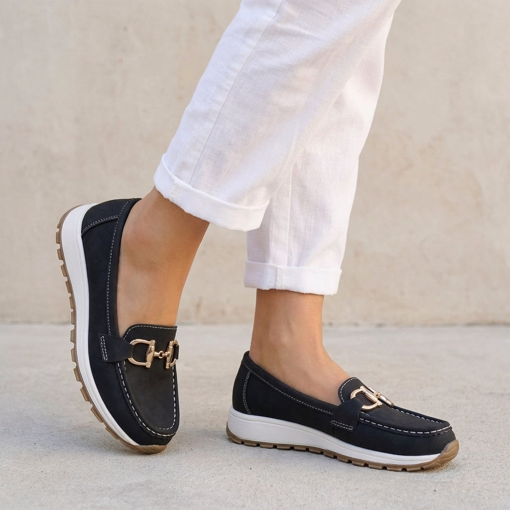 Men's Slip-On Loafers Leather Platform Brown - VibreMode