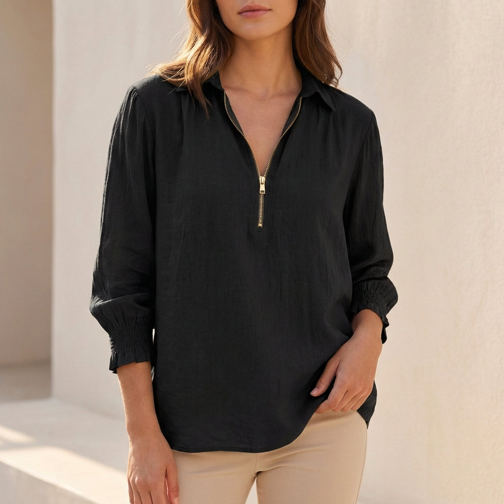 Women's Linen Oversized Blouse Relaxed Fit - VibreMode
