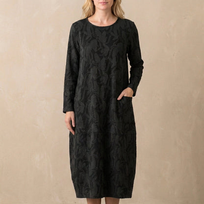 Women's Relaxed Maxi Dress Textured Knit Patch Pockets