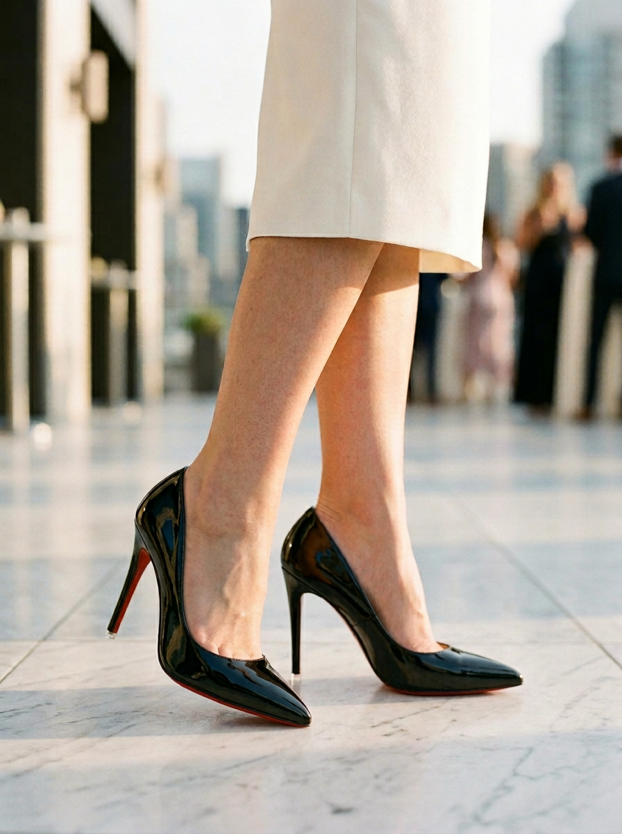 Women's Pointed Toe Stiletto Pumps Glossy High Heel - VibreMode