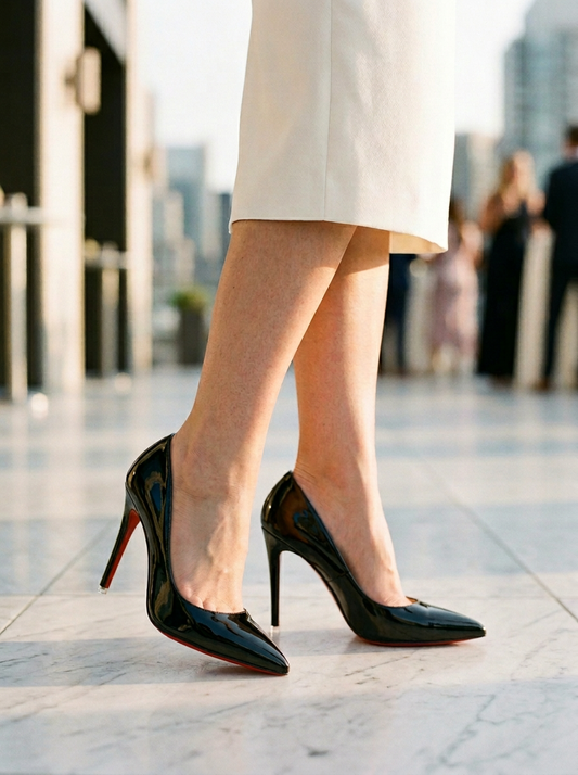 Women's Pointed Toe Stiletto Pumps Glossy High Heel - VibreMode