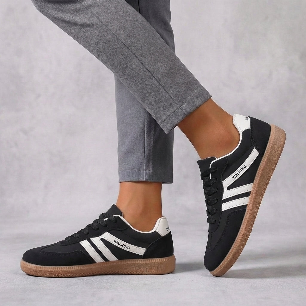 Men's Low- Lace-Up Sneakers Striped Detail - VibreMode