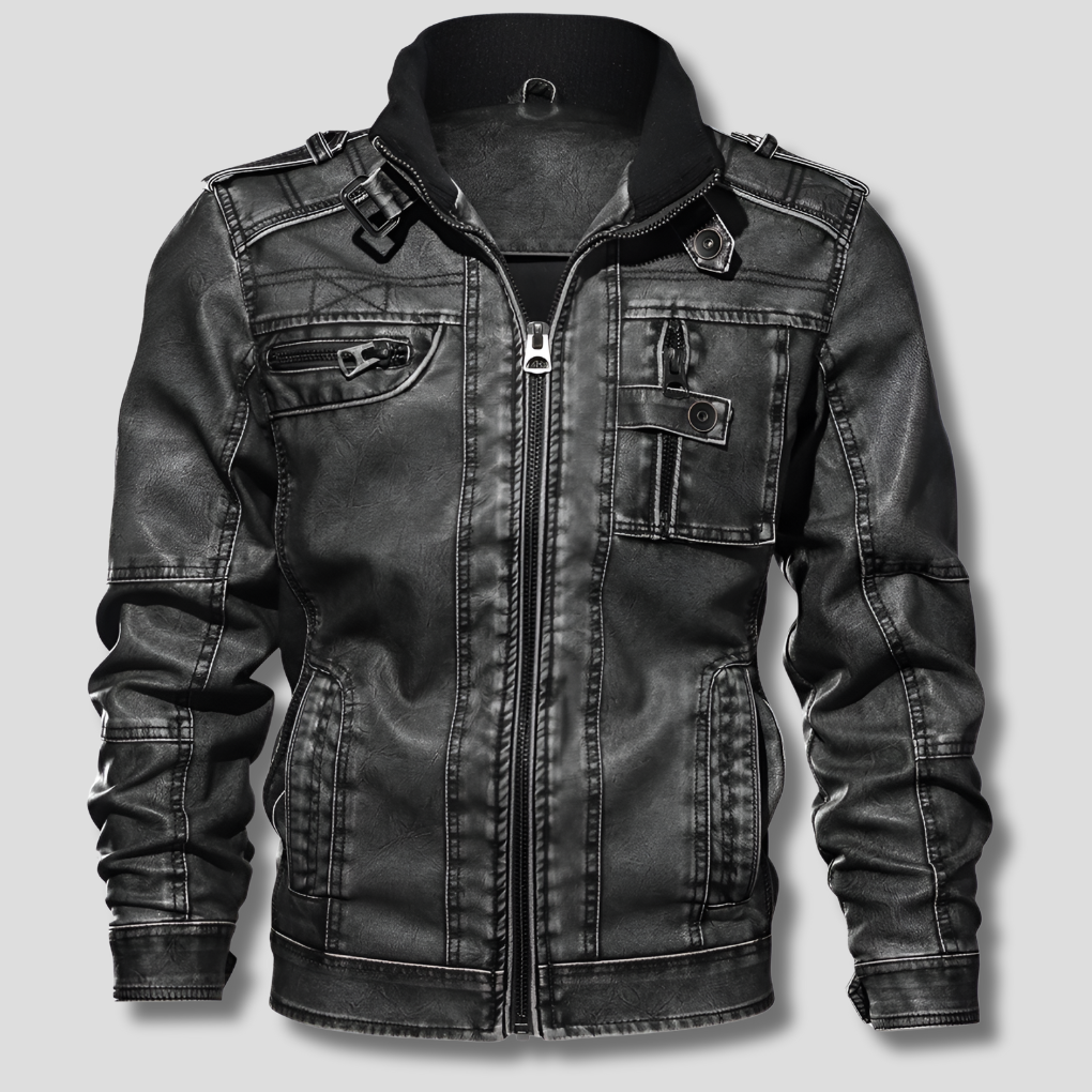 Men's Leather Jacket Black - VibreMode