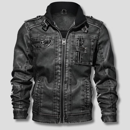 Men's Leather Jacket Black - VibreMode