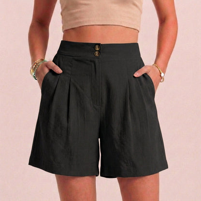Women's Relaxed Fit Paperbag Shorts Tailored Pockets - VibreMode