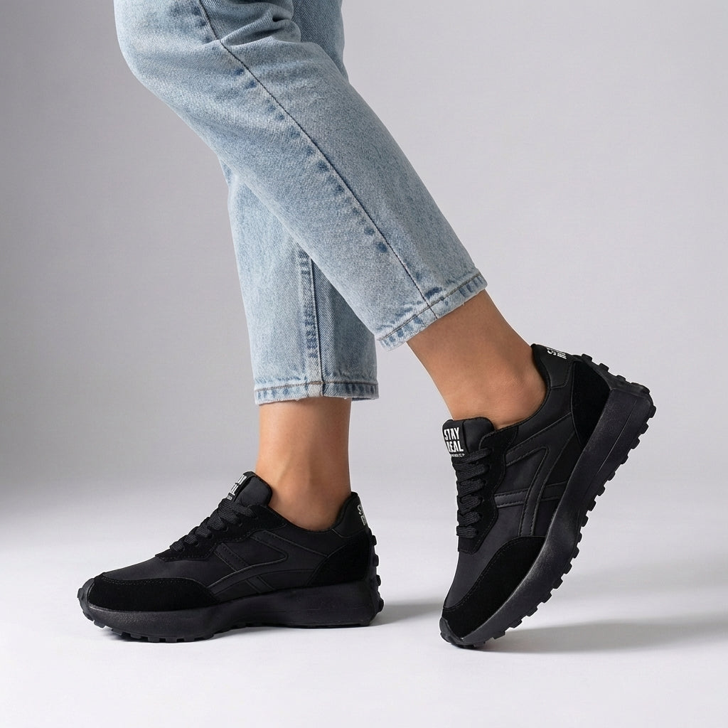 Lace Up Chunky Sole Sneakers Bold Graphic Detail - VibreMode
