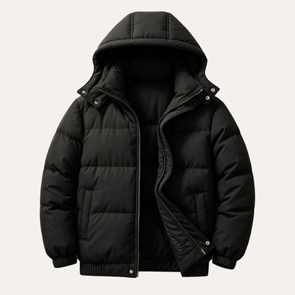 Men's Waterproof Down Hooded Puffer Jacket - VibreMode