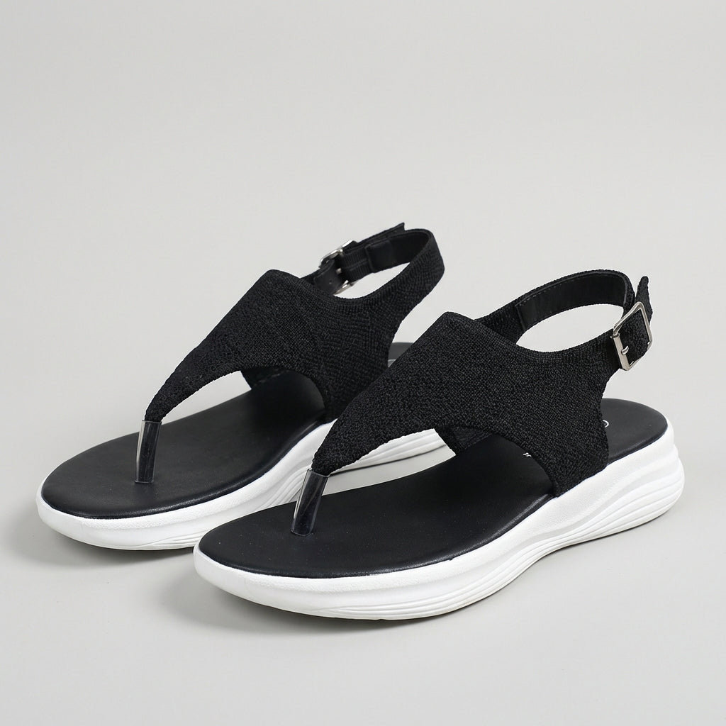 Women's Knit Platform Sandals Adjustable Buckle Closure