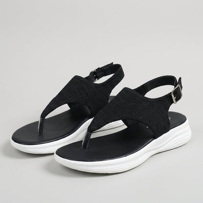 Women's Knit Platform Sandals Adjustable Buckle Closure
