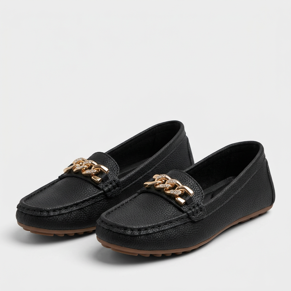 Orthopedic Slip-On Loafers Gold Accent Brown