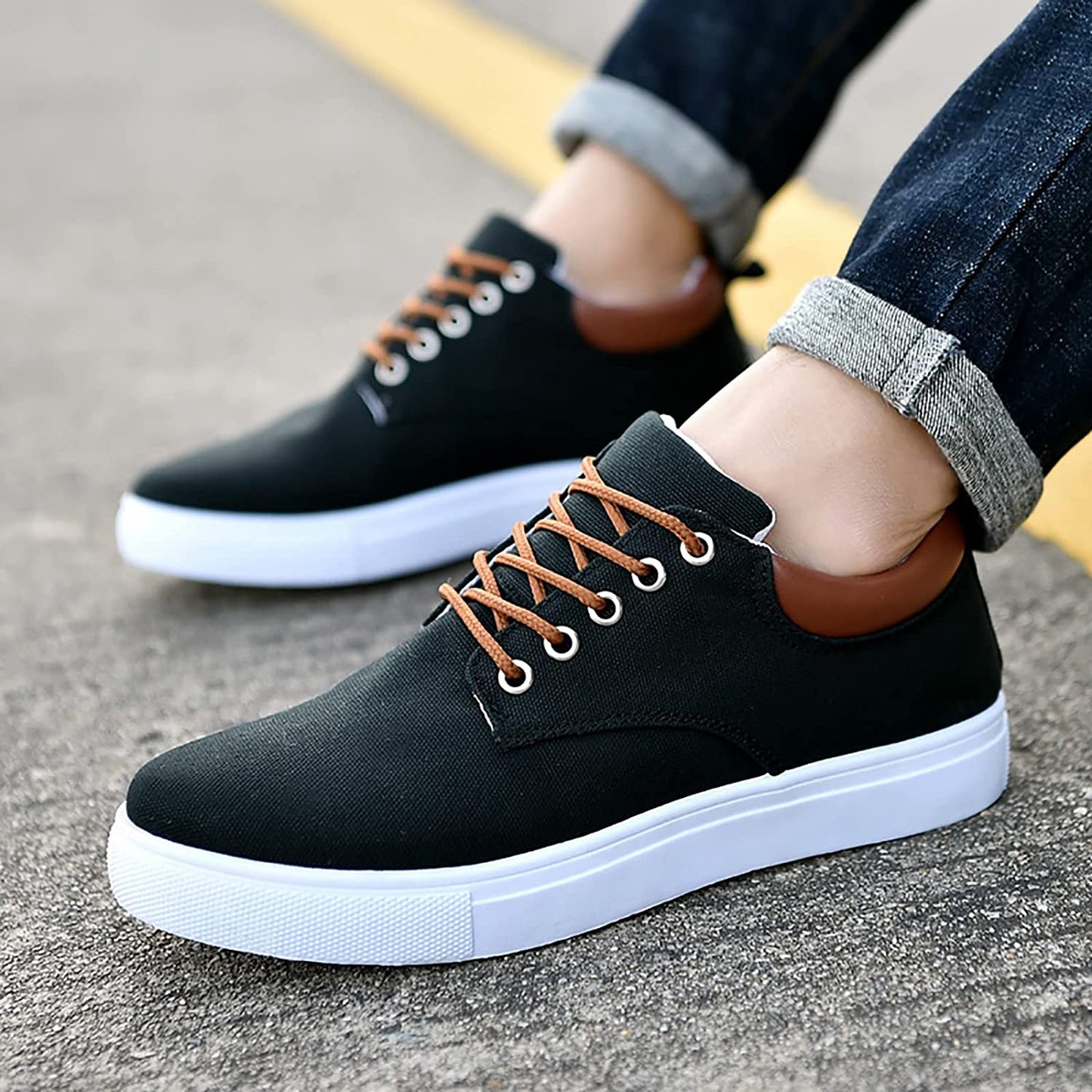 Classic Black White Lace Sneakers