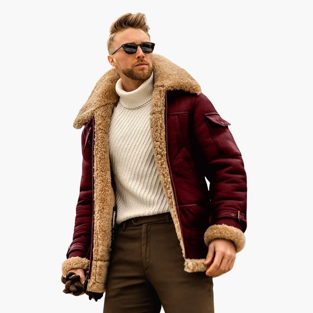 Men's Warm Leather Pilot Jacket