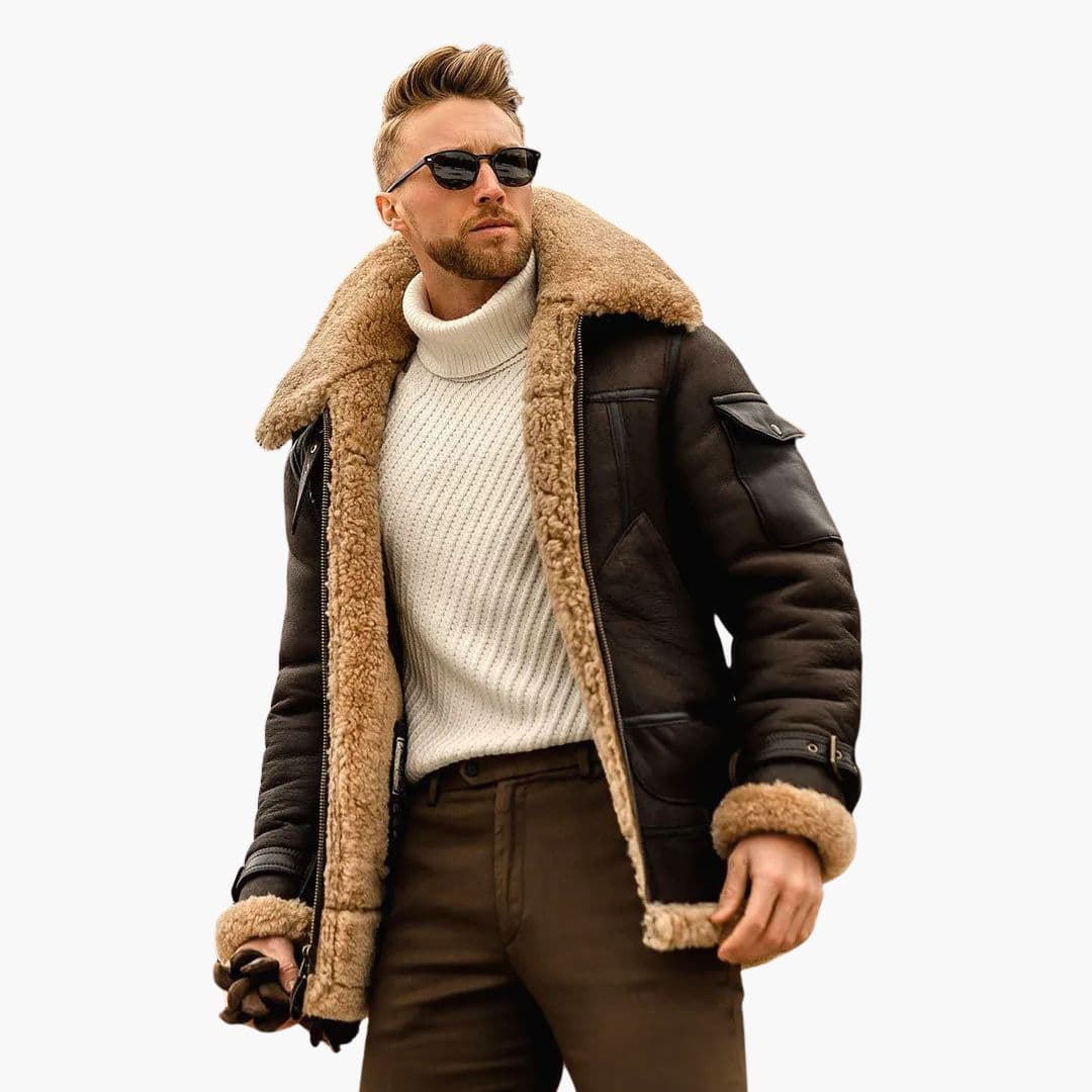 Men's Warm Leather Pilot Jacket