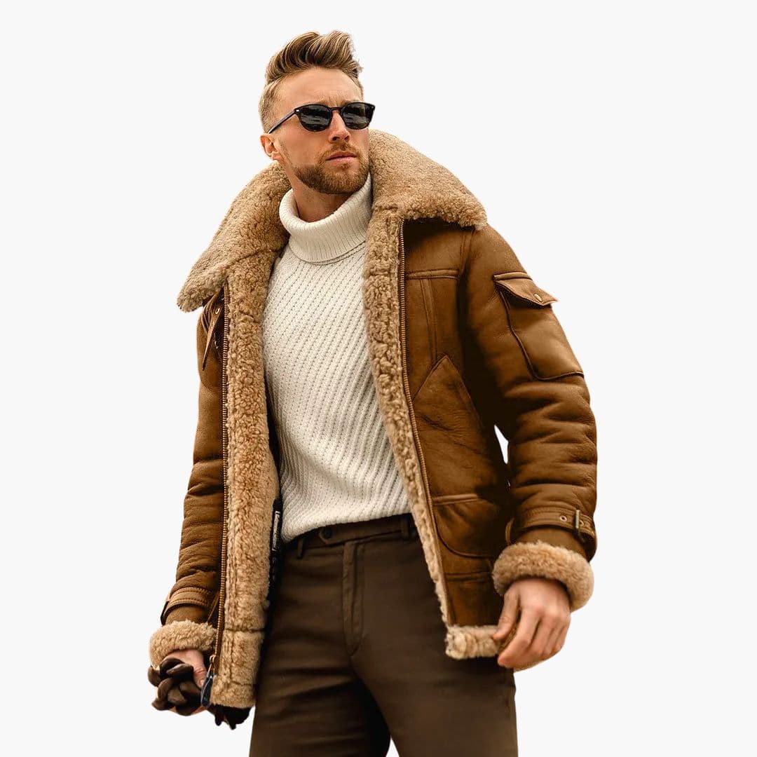 Men's Warm Leather Pilot Jacket