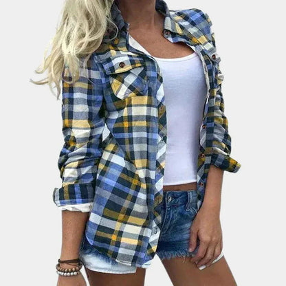 Women's Plaid Blouse Classic Pattern Soft Touch