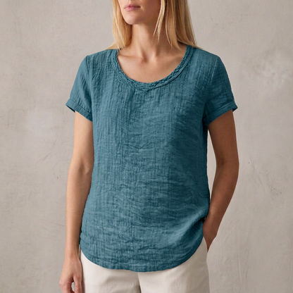 Relaxed Fit Casual T-Shirt Cotton Cuffed Sleeves