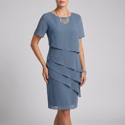 Women's Tiered Ruffle Dress Sheer Sleeves - VibreMode