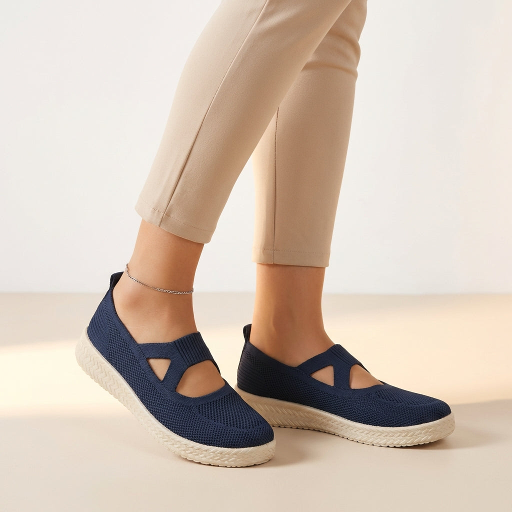 Women's Slip-On Sneakers Breathable Knit Cushioned White