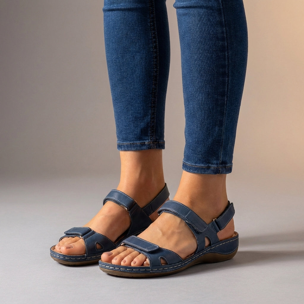 Adjustable Strap Sandals Cushioned Sole Comfortable Brown - VibreMode